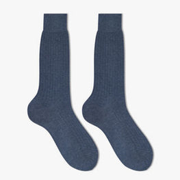 Men K0030 Cotton 602 Socks_Mid - Bleu Gris