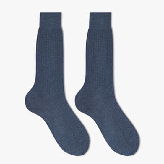 Men K0030 Cotton 602 Socks_Mid - Bleu Gris