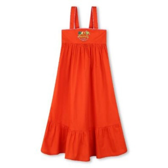 Kids Robe À Bretelles En Popeline - Vermillion