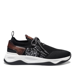 Men S6011  Knit + Vn + Scr Embroidery Black - Black