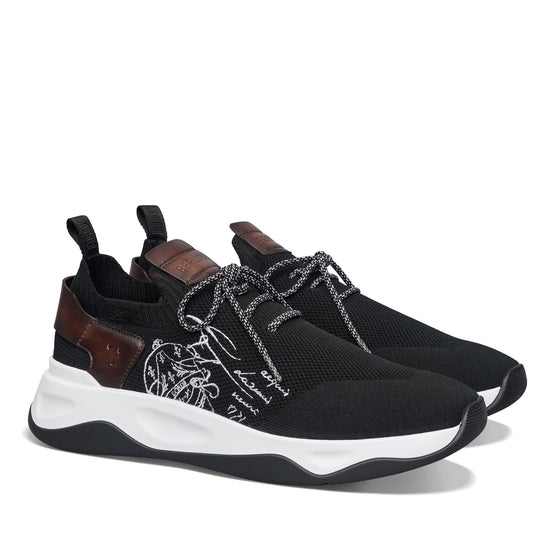 Men S6011  Knit + Vn + Scr Embroidery Black - Black
