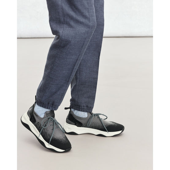 Men S6011 Knit+Lag+Scr Embr Grad Gray+Black - Gradient Grey + Black