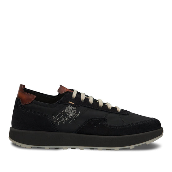 Men S6034 Camoscio + Nylon Scritto + Vn Blac - Black