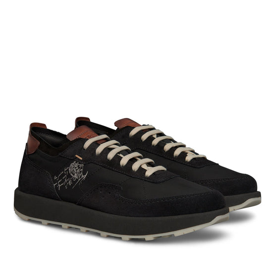 Men S6034 Camoscio + Nylon Scritto + Vn Blac - Black