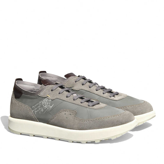 Men S6034 Camoscio + Nylon Scritto + Vn Grey - Grey