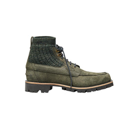 Men S6337 Grained Nubuck + Knit Forest Green - Forrest Green