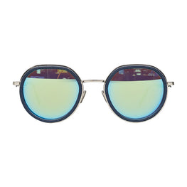 Men Sun Centaury Metal+Navy Leath Azure Lens - Navy + Azure