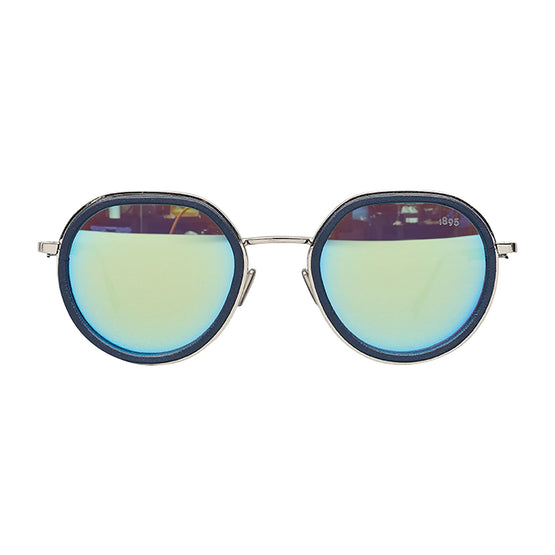 Men Sun Centaury Metal+Navy Leath Azure Lens - Navy + Azure