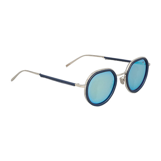Men Sun Centaury Metal+Navy Leath Azure Lens - Navy + Azure